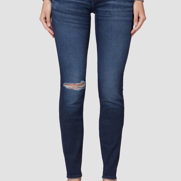 Hudson Jeans Denim - Hudson Women's Colette Mid Rise Skinny Jeans Blue Size 26 Dark Wash Distressed